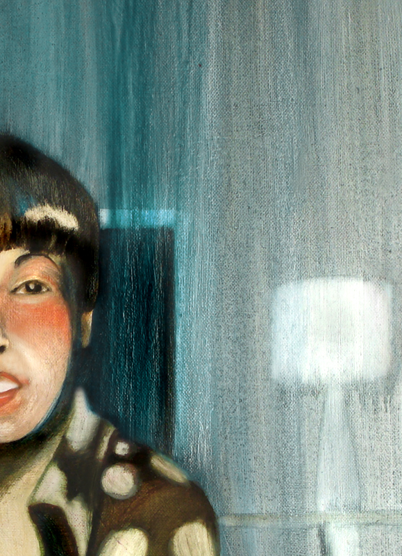 A la tombée du jour, 50 cm x 50 cm, huile sur toile, 2013, Paris, peinture contemporaine, portrait hocney, davidsalle, ericfischl, fauve, 2