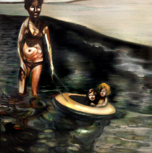 La mère noirer, 50 cm x 50 cm, huile sur toile, 2013, Paris, peinture contemporaine, portrait hocney, davidsalle, ericfischl, fauve