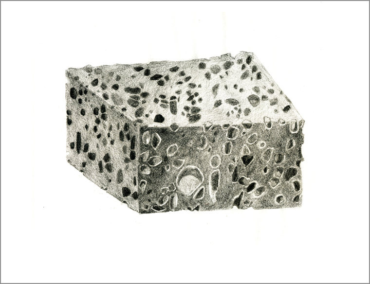 "L'éponge", dessin, mine de plomb sur papier, 70 cm x 80 cm, 2009, Paris